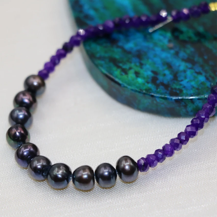 Браслеты из черного натурального пресноводного жемчуга 7 8 мм браслеты в богемном