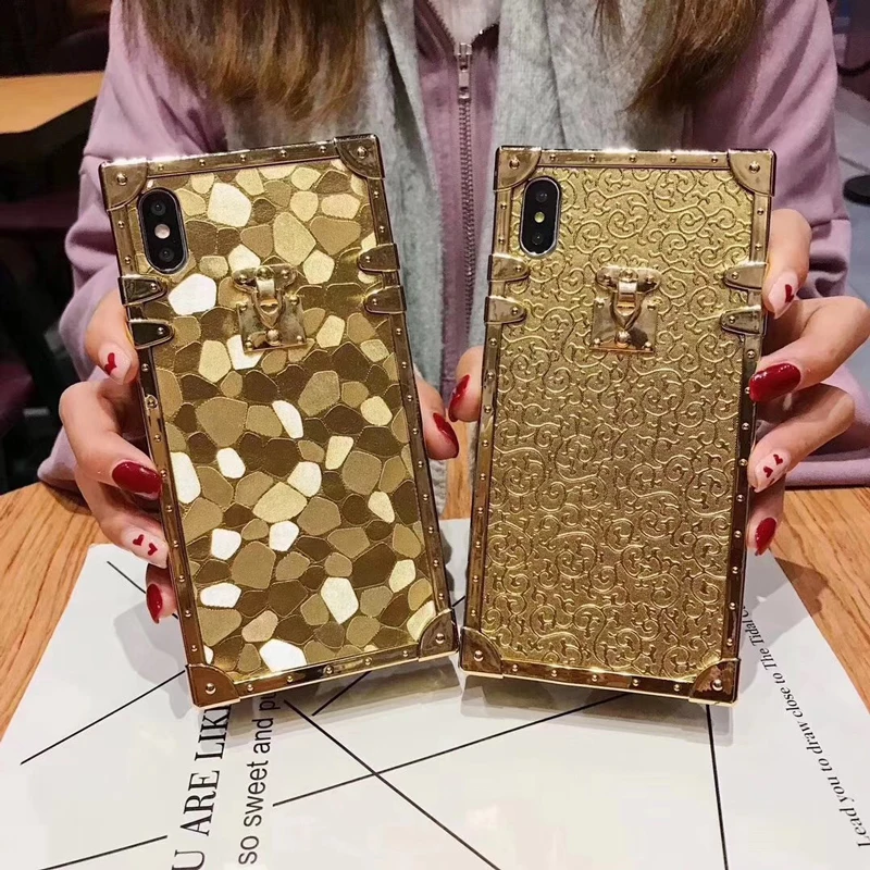 Роскошный брендовый квадратный Платиновый золотой чехол для телефона Samsung Galaxy S8