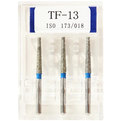 TF 13 15 шт./5 Коробки зубные Алмазные Боры TF-11/TF-12/TF-13/TF-14/TF-20/TF-21 сверло диаметром-боры наконечник для высокоскоростной бормашины стоматолог на рифленой подошве - Цвет: TF 13