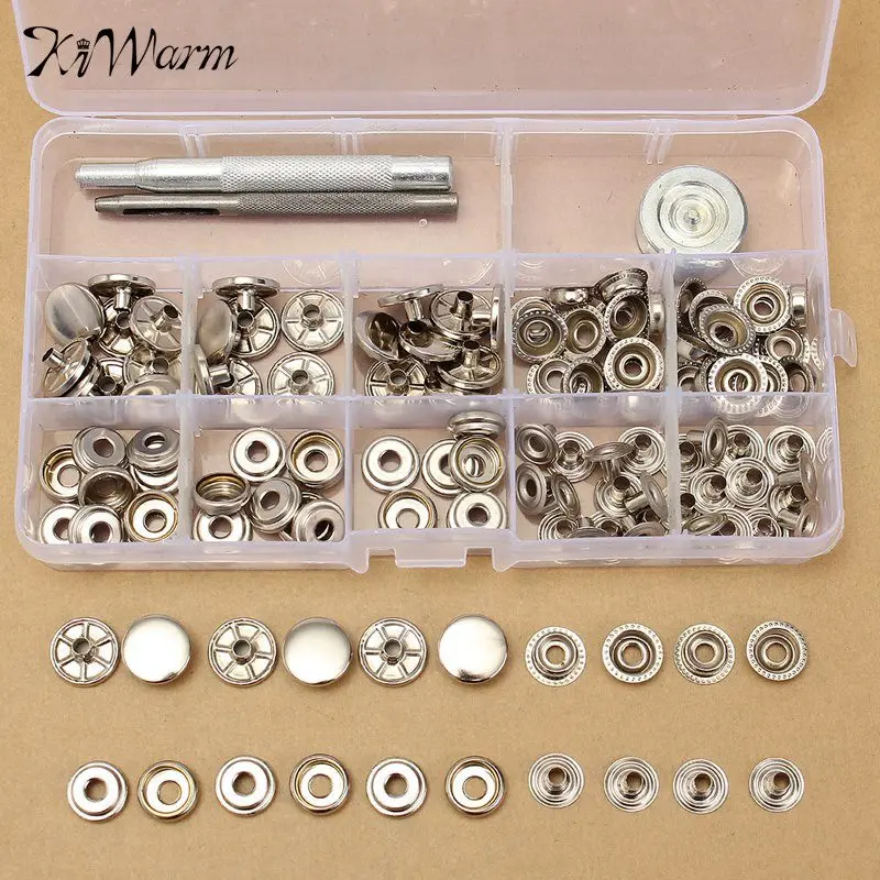 Набор серебристых кнопок застежек 15 мм 30 комплектов|buttons buttons|button studbuttons 15mm |