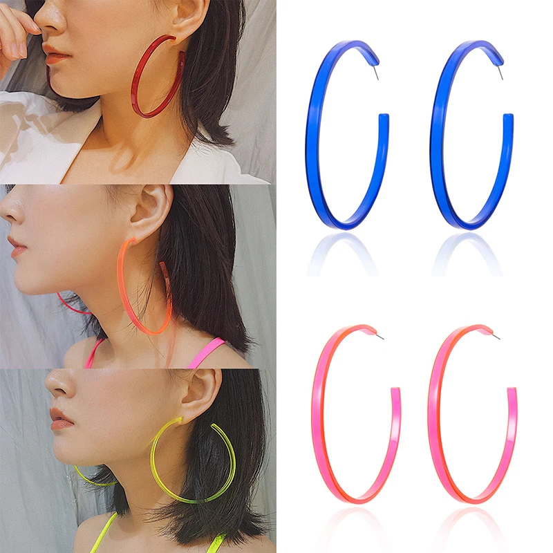 Огромные красочные серьги-кольца для женщин круглые акриловые женские серьги в
