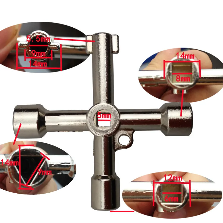 

Multi-function cross electric control triangle key wrench Elevator train door water meter valve square hole key