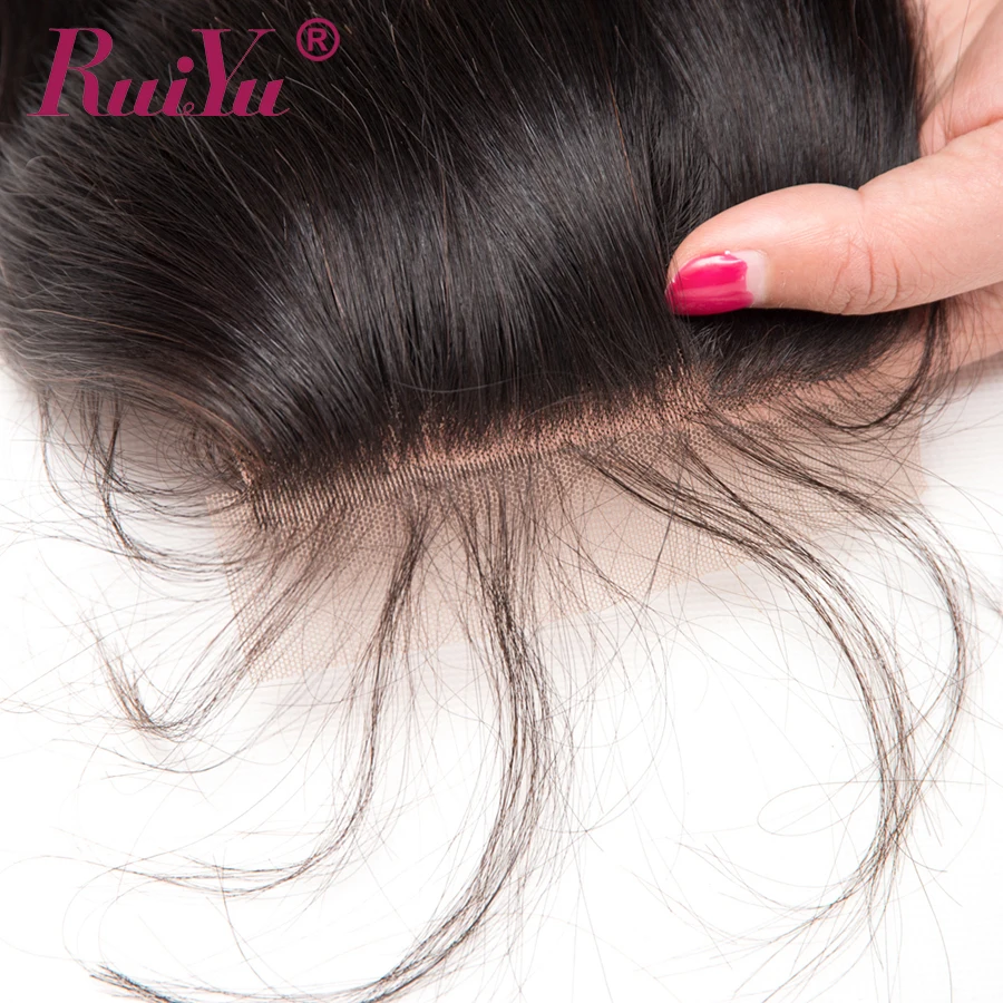 RUIYU волосы перуанские Кружева Закрытие прямые человеческие с Детские Волосы 4