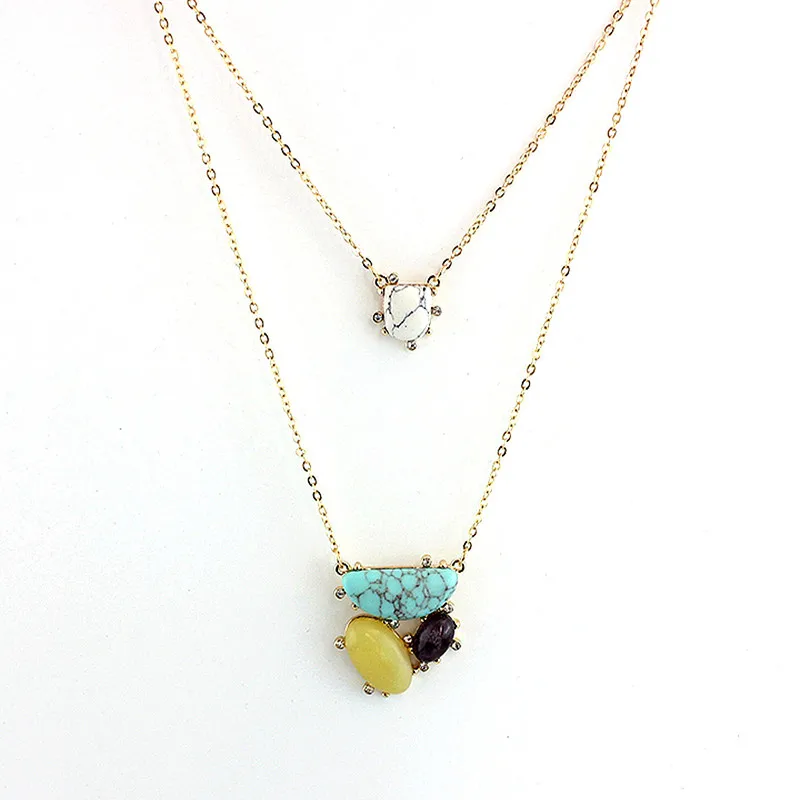 

Vintage Multilayer Green Pendant Necklace Women Gold Chain Choker Necklace For Girls Jewellery Colar Masculino Sne160052