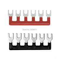 20pcs tb1506 tbd 15a suyep 6 positions 15a wire connector pre insulated fork type barrier spades terminal strip jumper block red
