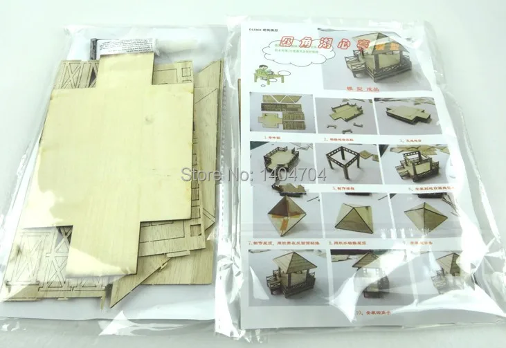 DIY сборка головоломки Китайский классический древний деревянный Бауэр модель четыре угла Арбур модель