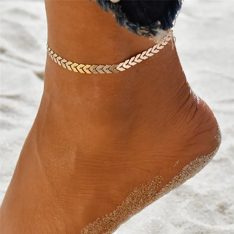 Modyle Bohemian Gold Color Arrow Leg Bracelet for Women Vintage Yoga Beach Anklet Summer Style Sandals Brides Shoes Barefoot | Украшения и