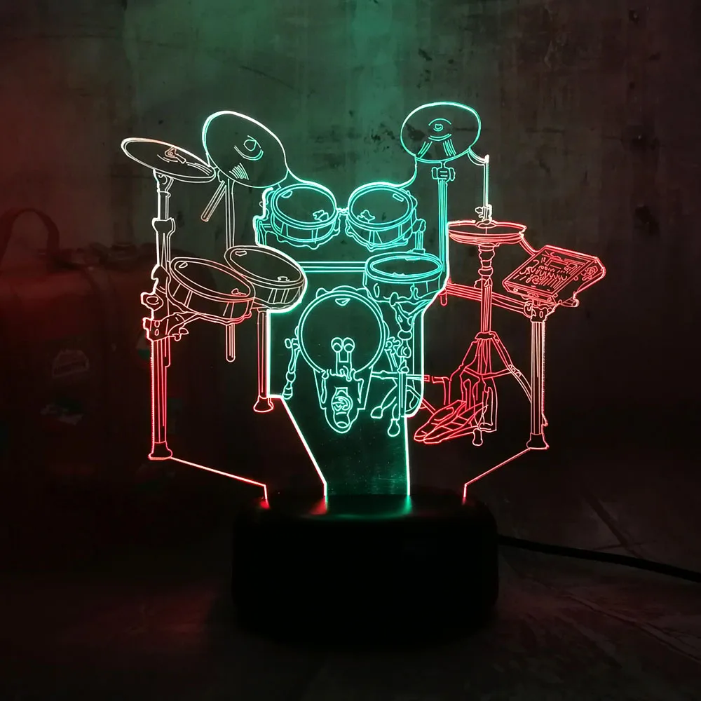Новинка музыкальный инструмент набор Джаз барабанов 3D LED RGB двойной смешанные
