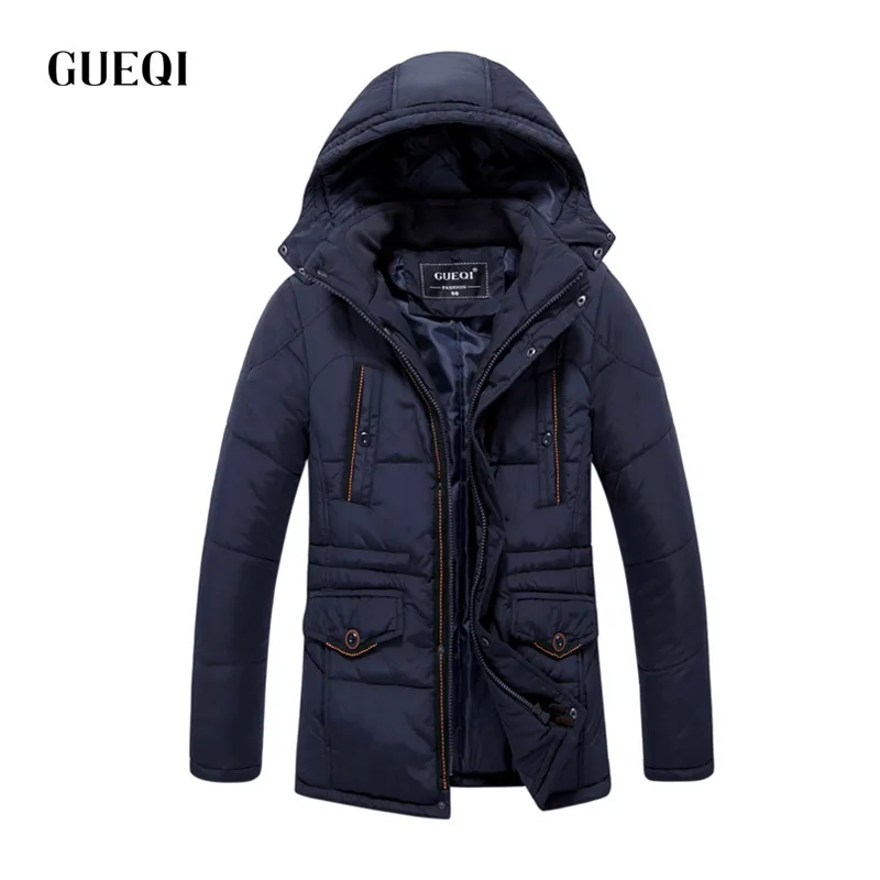 GUEQI Winter Men Fashion Warm jackets Men's Classic Casual Parkas Hooded Outerwear Man Cotton Coats Size M-3XL 0525 | Мужская одежда
