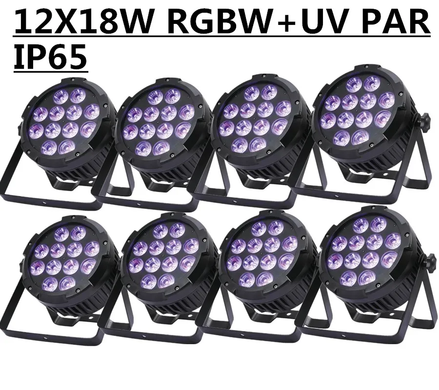 

8PCS/ 12X18W RGBWA+UV waterproof led Par Light, IP65 LED PAR DMX LED wash light professional stage DJ equipment disco light