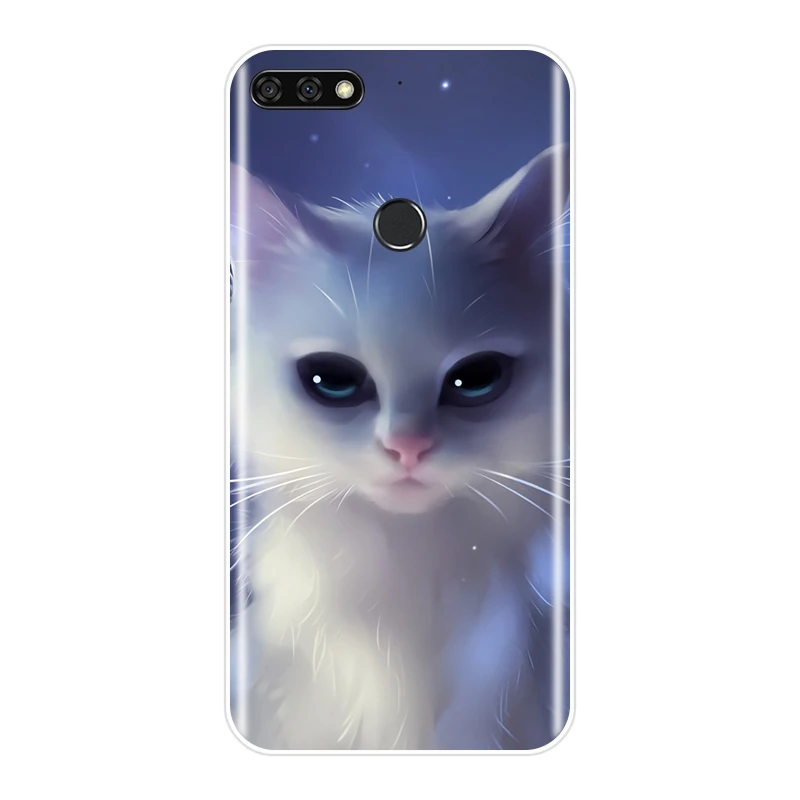 Милый мультяшный чехол с котом для Huawei Honor 7 8 9 10 Lite, Мягкая силиконовая задняя крышка для Huawei Honor 7S 7X 7A 7C Pro 8X MAX, чехол для телефона