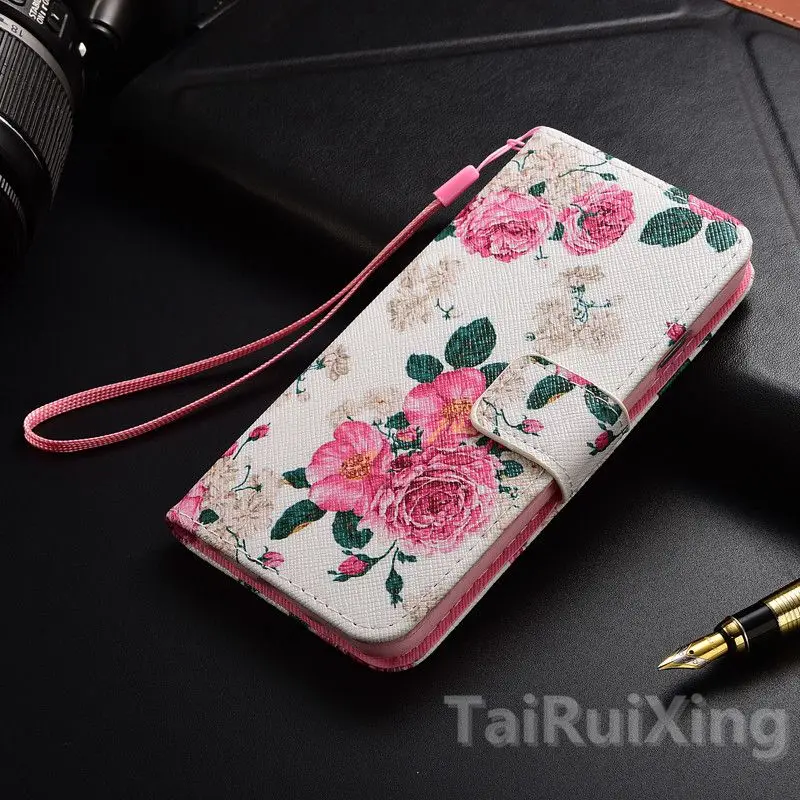 Роскошный кожаный чехол-книжка для Huawei P20 Lite чехол с цветком Ascend | Мобильные