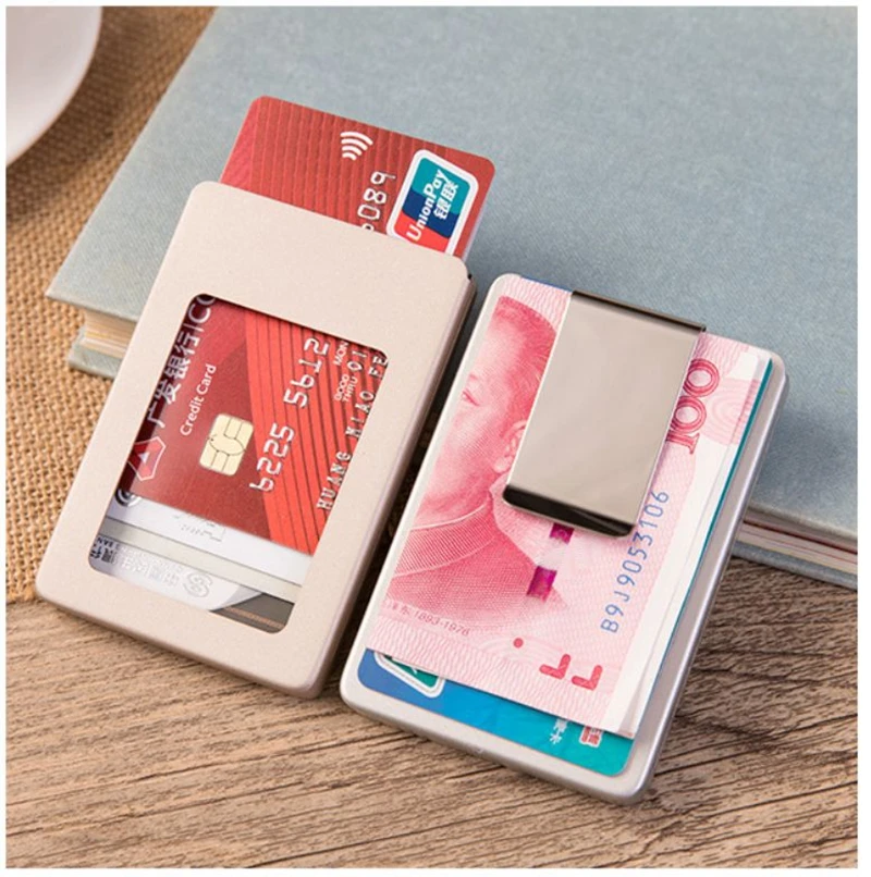 Модные цветные женские и мужские алюминиевые RFID держатели для карт антимагнитного сплава мини-Кошелек Кредитные ID-Карты Чехол тонкий Зажим для доллара кошелек