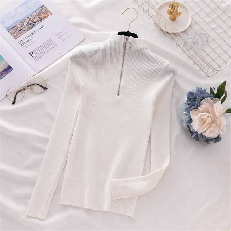 Neploe Zipper Slim Grace Women Sweater Solid Knitted Female Pullover 2020 Autumn Winter New Fashion Vintage Sueter Mujer 69170 | Женская