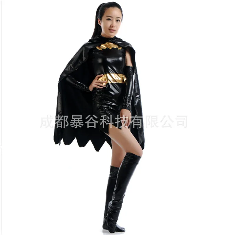 2018 high quality sexy black batman costume batgirl dress superhero cosplay zentai cape adult women halloween costumes for | Тематическая