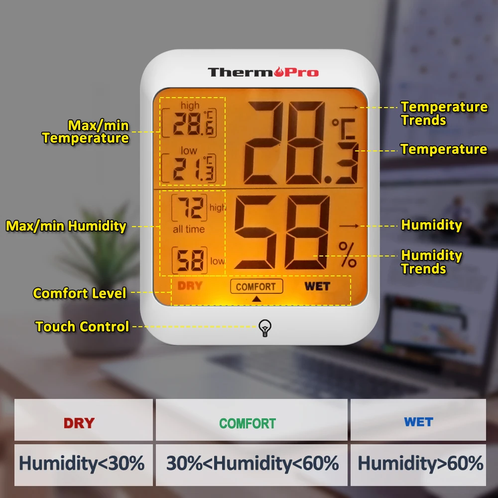 Цифровая метеостанция Thermopro TP53 термометры для помещений и гигрометры комнатный