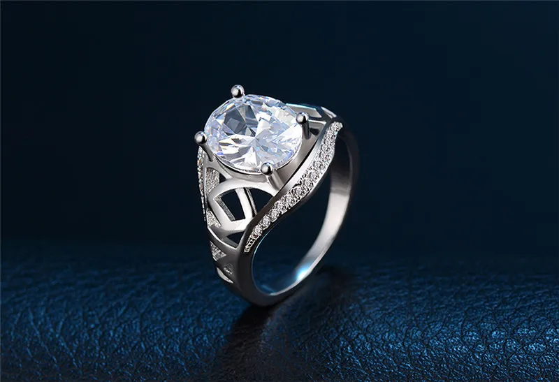 Популярные AAA Кубический Циркон Женщины Большой Mesh Обручальные Кольца Platinum