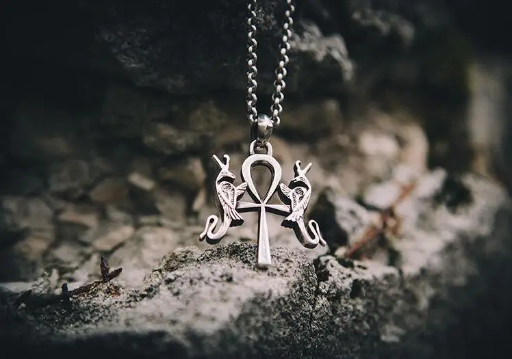 Lanseish10pc кулон ручной работы Ankh со священными кобрами женское ожерелье подарок для