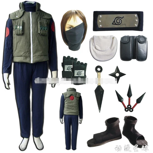 Костюм для косплея Hatake Kakashi полный комплект включает туфли кунай повязку на