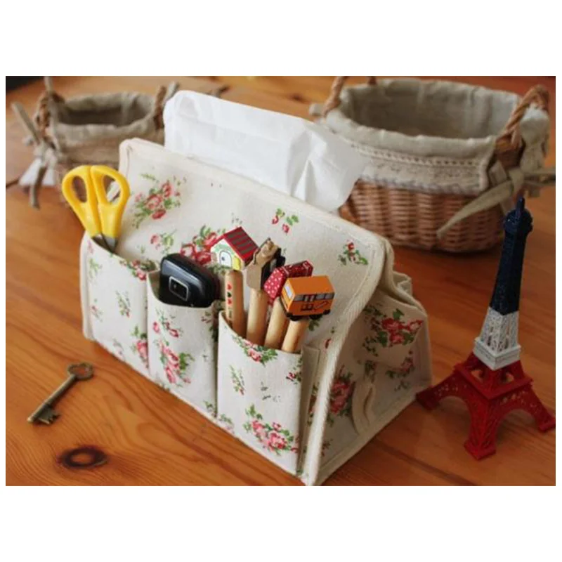 Цветочный Многофункциональный ткани ящик для хранения хлопок и лен бумажные