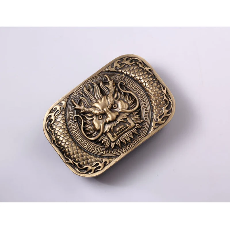 

Antique Finish Retro Men's Brass Copper Belt Buckle for Men,Vintage, Dragon Head