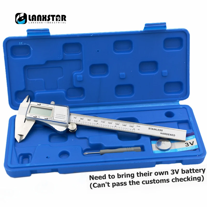 

Штангенциркуль цифровой из нержавеющей стали, 0-150 мм, 3 в