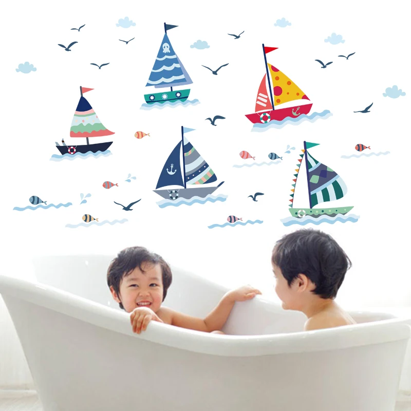 

SK7061 Sea Fish Wall Stickers bathroom Toilet Nursery Wall decals living room kids room Home decor Art Mural Poster