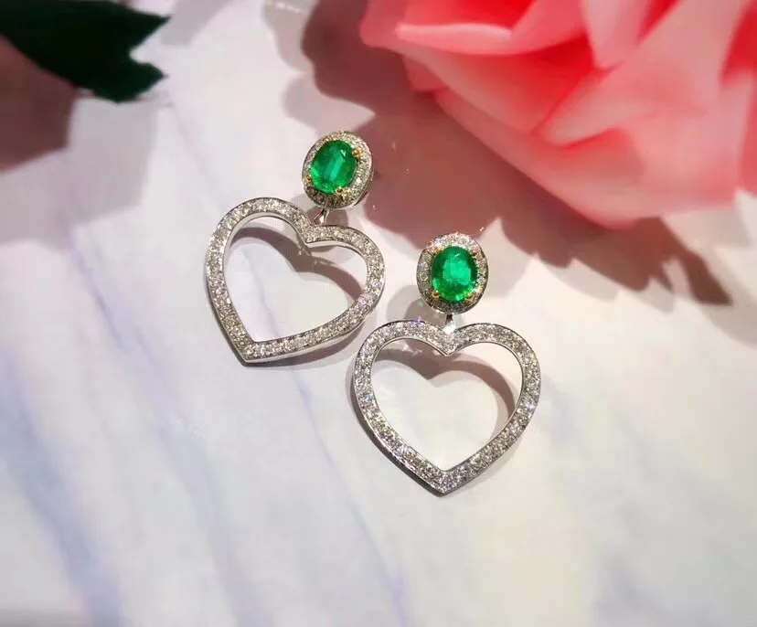 Серьги с натуральным изумрудом профессиональные серьги из серебра 925 пробы |