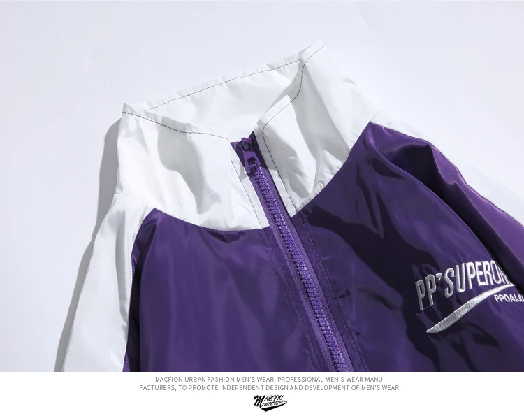 Винтажные цветные лоскутные куртки, мужские хип-хоп повседневные куртки с вышивкой на молнии, мужские ветровки