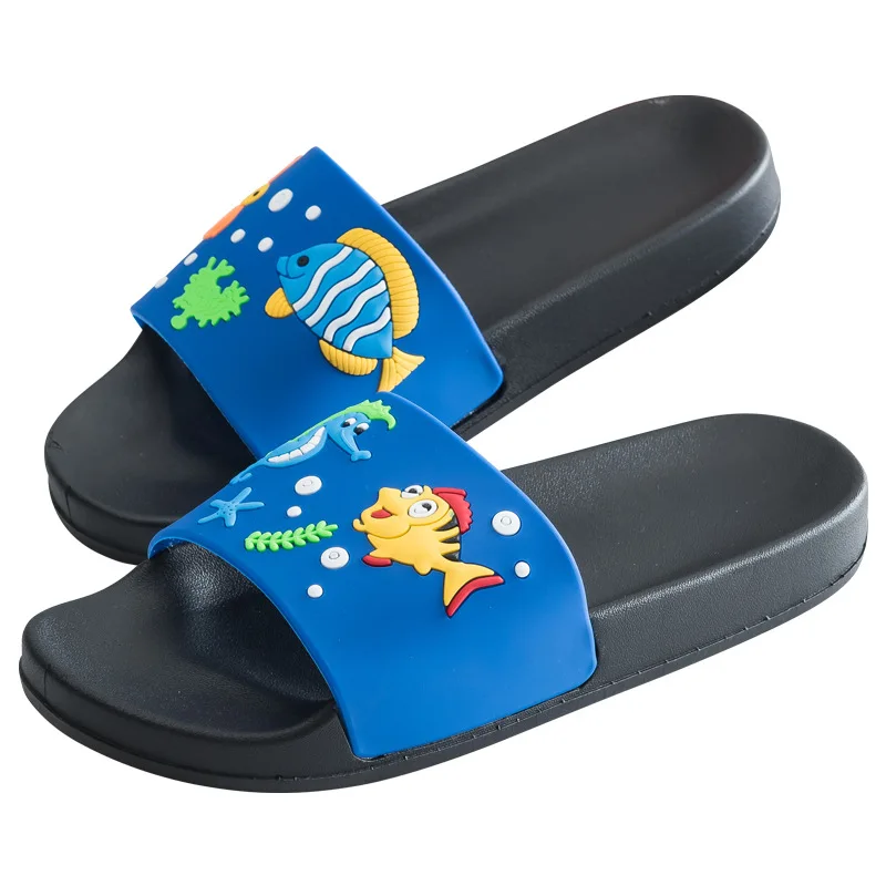 Детские летние шлепанцы с рисунком рыбы для маленьких девочек пляжные сандалии