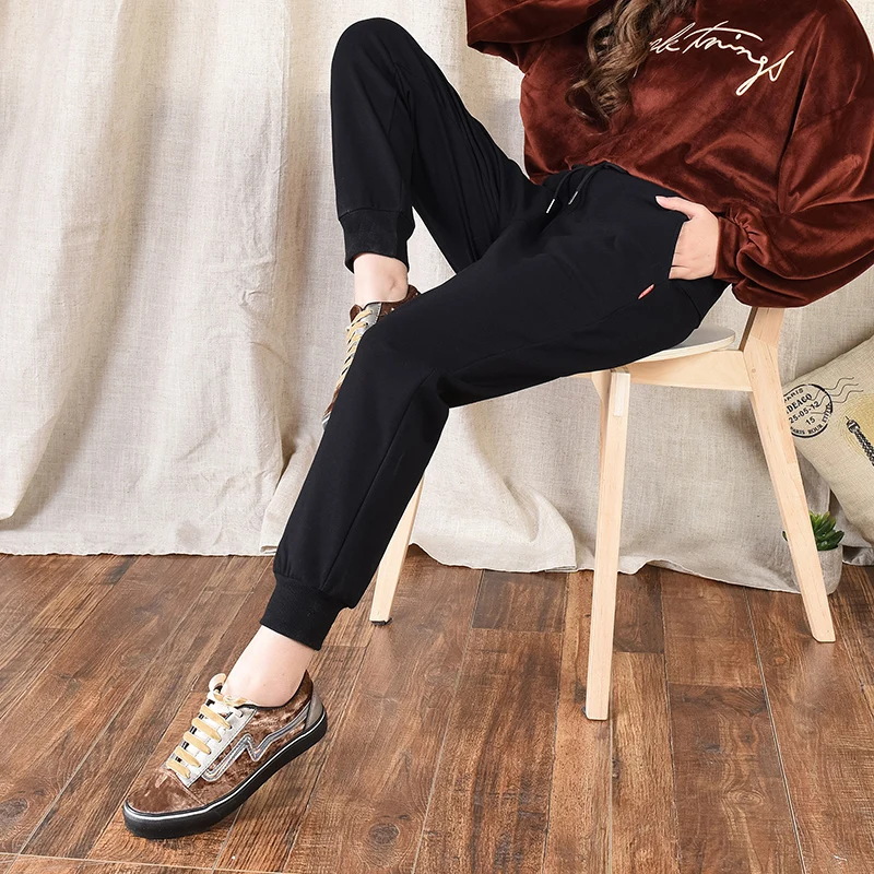 Хип-Хоп Уличная Брюки для девочек Треники Для женщин Slim Fit Дамские шаровары