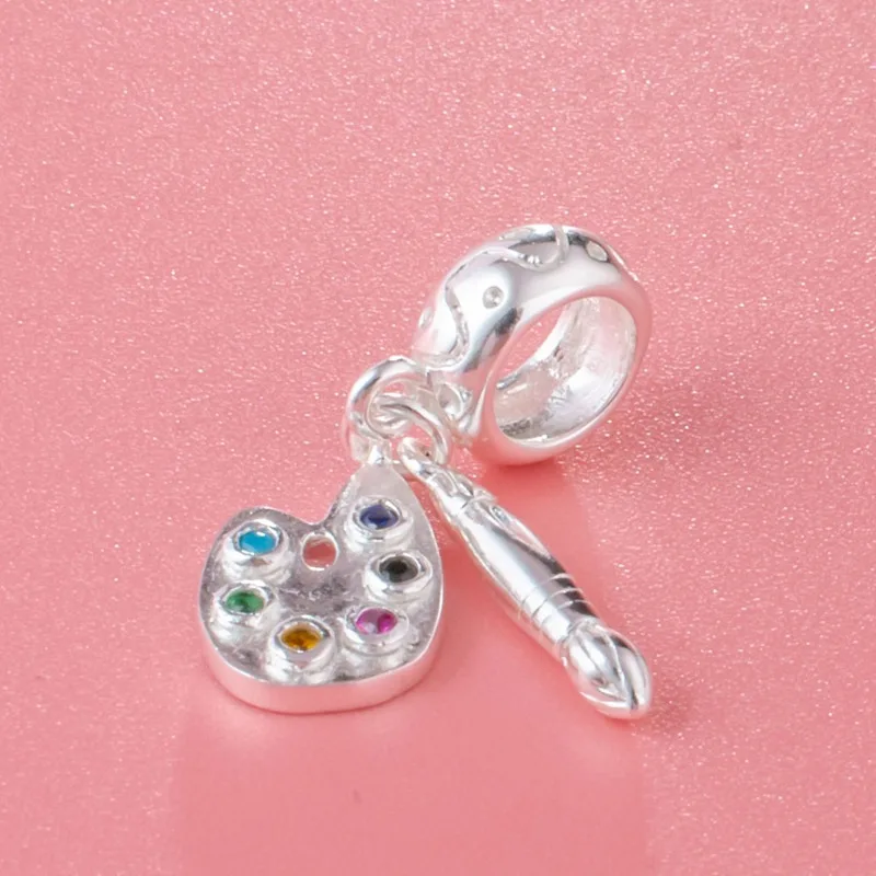 Подвесная палитра и кисть для рисования Sambaah с цветным фианитом Подходит Pandora