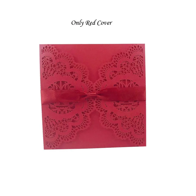 Only Red Cover 1 шт. элегантная квадратная открытая Свадебная пригласительная открытка с лазерной огранкой для влюбленных птиц с лентой, индивидуальный Свадебный декор, вечерние принадлежности - Цвет: Only Red Cover