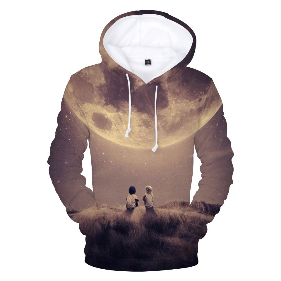 funny Lovers Under The Moon print fashion 3d hoodies Sweatshirt men women Hoodie hoody top casual Long Sleeve 3D Hooded pullover | Мужская