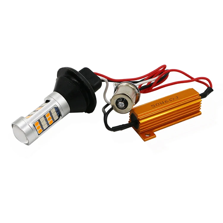 2x Canbus светодиодный 1156 BA15S BAU15S P21W PY21W светодиодный 42SMD T20 7440 W21W светодиодный цвета-красный, желтый с резисторами автомобиля поворотник двойной режим DRL