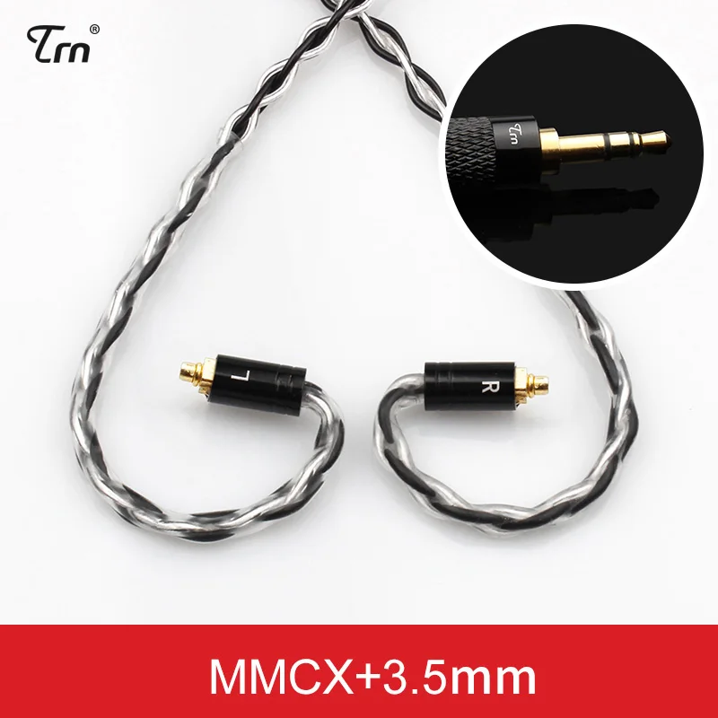 TRN MMCX/2Pin коннектор 3,5/2,5 сбалансированный 8 жильный Медный Серебряный смешанный кабель для TRN V10/V20/V60/V80 ZS4/ZS6/ZS10/ES4/ZS10/AS10/BA10 - Цвет: 3.5mm With MMCX