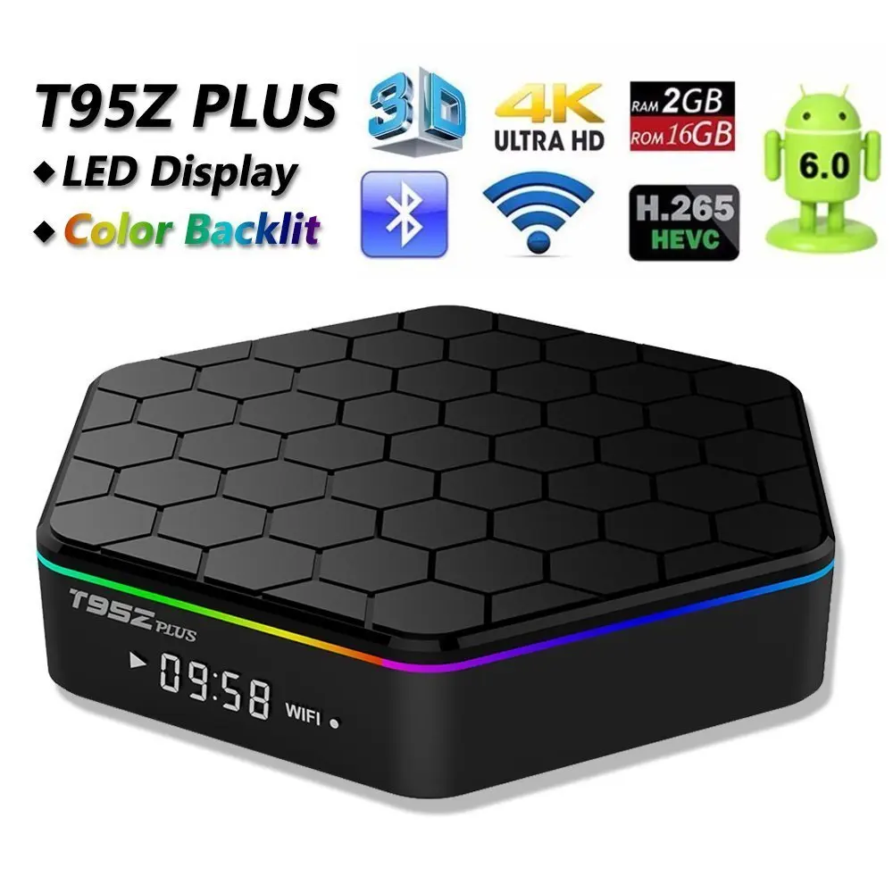 ТВ приставка T95Z PLUS Android 6 0 Восьмиядерный процессор Amlogic S912 2 ГБ DDR3 16 Гб EMMC поддержка