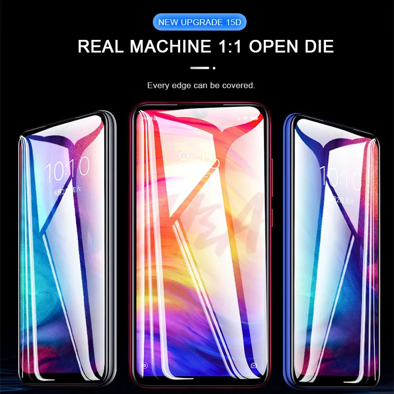 15D изогнутое полное покрытие из закаленного стекла для Xiaomi Redmi Note 5 6 7 Pro Защитное стекло для экрана 5 5A 4X 6A стекло