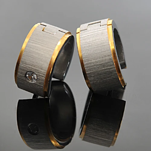 Мужские сережки кольца с кристаллами из нержавеющей стали в стиле панк 2020|silver hoop