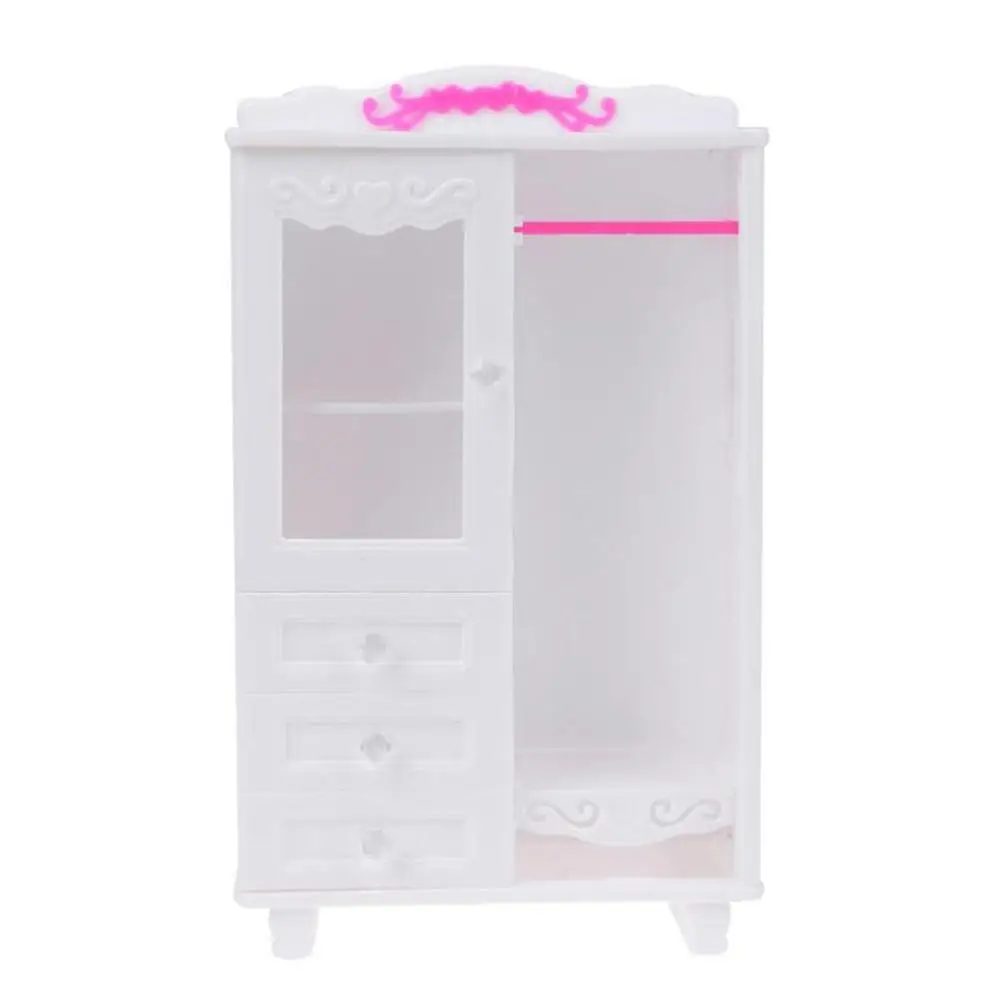 Wardrobe Lelebe Миниатюрная пластиковая мебель для спальни игрушки кукольный домик мебель аксессуары шкаф/кровать/диван/комод для детей подарок для девочки - Цвет: Wardrobe