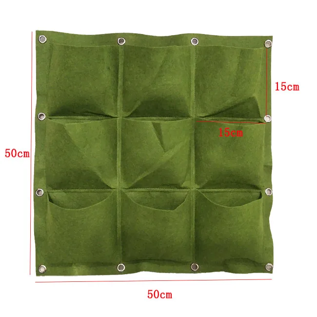 9 Pockets 50x50xm Вертикальная настенная сумка для выращивания, 64/72 карманов, зеленые посадочные сумки, садоводство, овощи, садовая сумка для рассады, товары для дома - Цвет: 9 Pockets 50x50xm