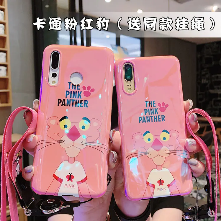 Чехол+ ремешок для huawei p30 P20 стежка, милый Винни розовый пантера мягкий чехол для телефона huawei mate20 pro nova4 чехол+ ремешок