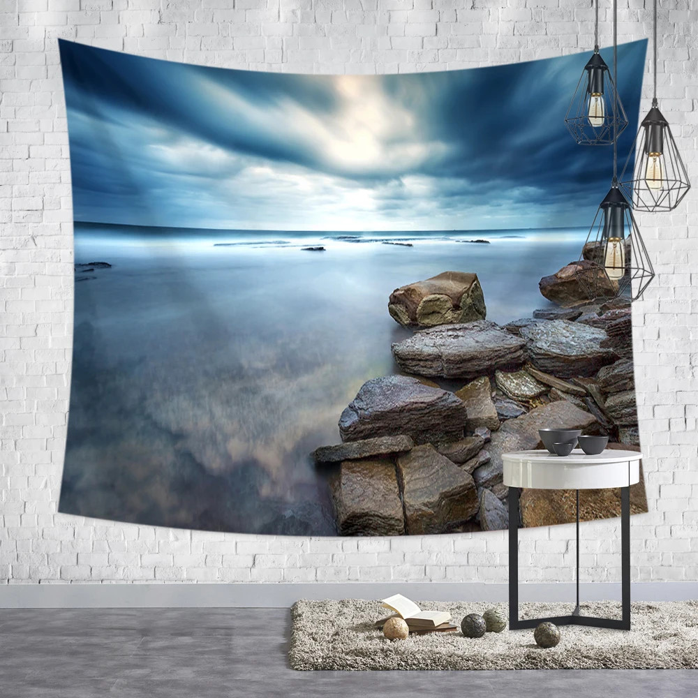 3D морской пляж Природа Пейзаж напечатанный современный настенный гобелен модное богемное покрывало пледы одеяло полотенце пляжное Пикник коврик