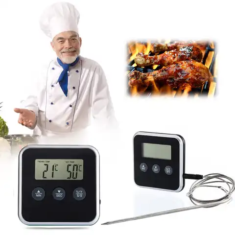 Цифровой термометр мгновенного считывания Eddingtons, таймер, Кухонный Термометр для барбекю и мяса с индикатором температуры в духовке