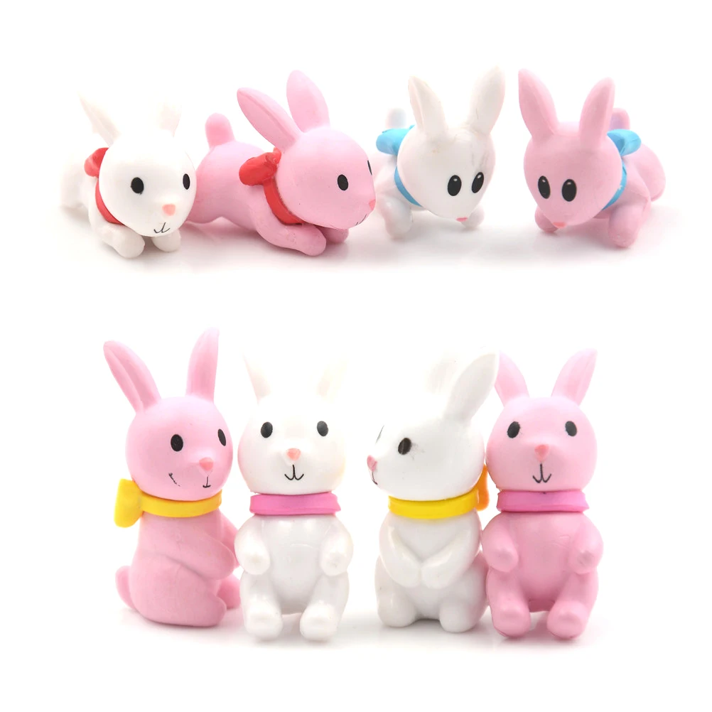 4pcs/lot DIY Doll Garden Home Desktop Succulents Micro Landscape Decor Mini Pink Rabbit Model Fairy House Miniatures Decoration | Дом и сад