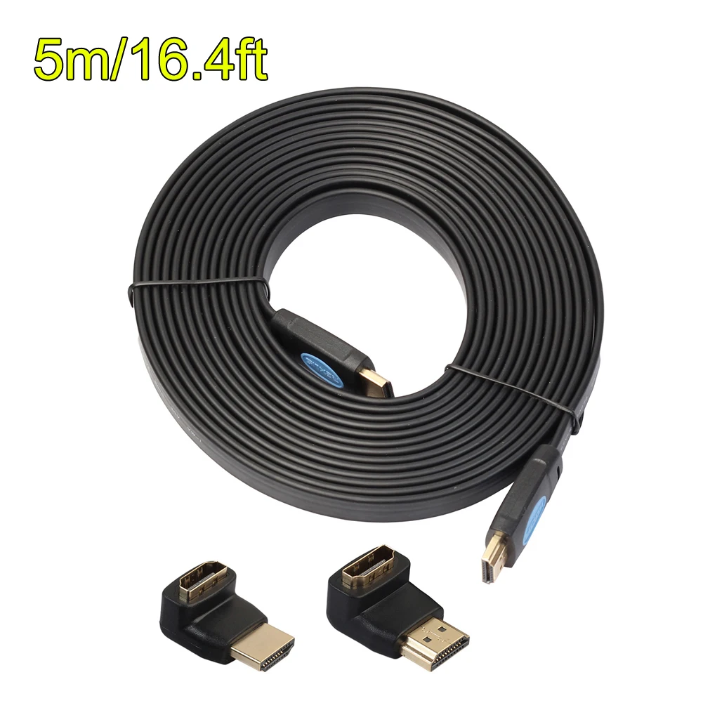 3 м/5 м/10 м HDMI 2,0 кабель аудио-видео кабель высокого Скорость HD 4K x 2K плоский кабель HDMI кабель со штыревыми соединителями на обоих концах для подключения+ 90/270 градусов адаптер