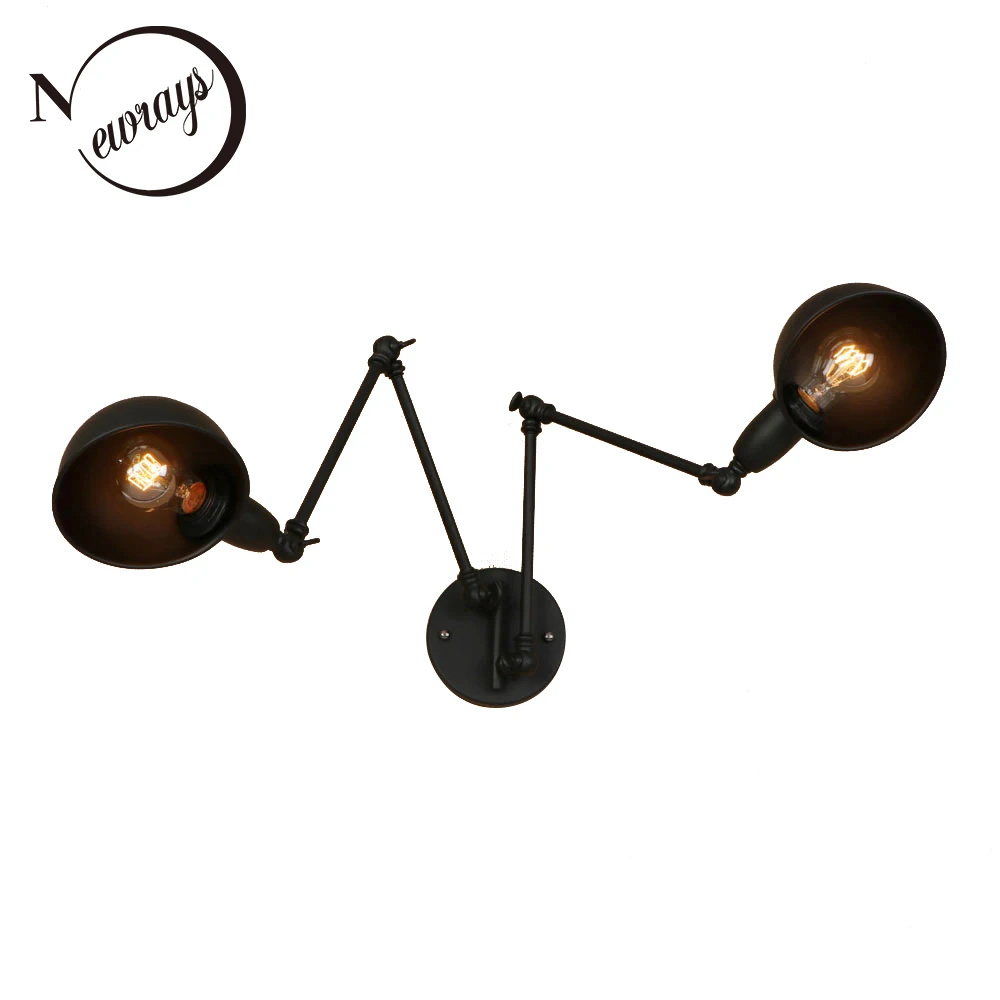

American style vintage iron painted 3 colors wall lamp E27 LED 220V 2 lights retro sconce lights for bedroom living room hallway