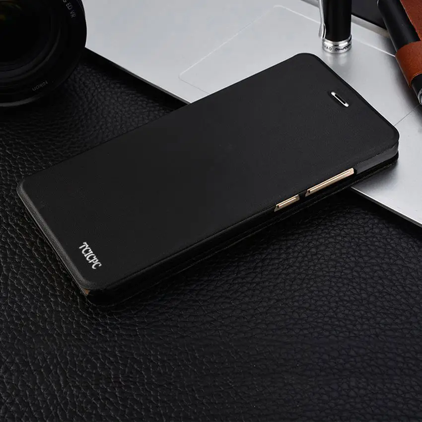 Чехол-книжка TCICPC для Xiaomi Redmi 5 Plus, роскошный тонкий мягкий чехол из искусственной кожи+ жесткий защитный чехол из поликарбоната для Xiaomi Redmi 5 - Цвет: Black
