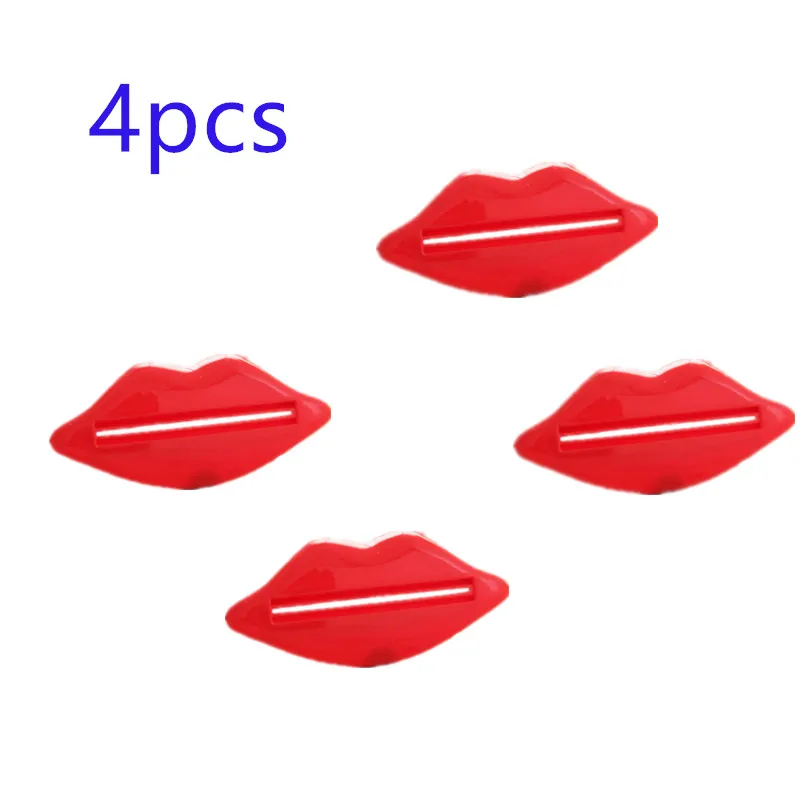 4pcs 4 шт. сексуальные красные Горячие Губы Поцелуй Ванная комната трубка диспенсер зубные пасты Крем соковыжималка домашняя трубка прокатки держатель комплект для зубной пасты - Цвет: 4pcs