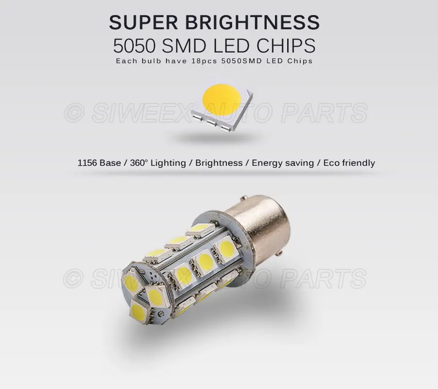 1 шт. BA15S 1156 Автомобильные светодиодные лампы 18 5050 SMD задние стоп сигналы теплый